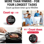 ThermoPro TM04 Digital Kitchen Timer with 99 Hour Range Large LED Display Strong Magnetic Stand