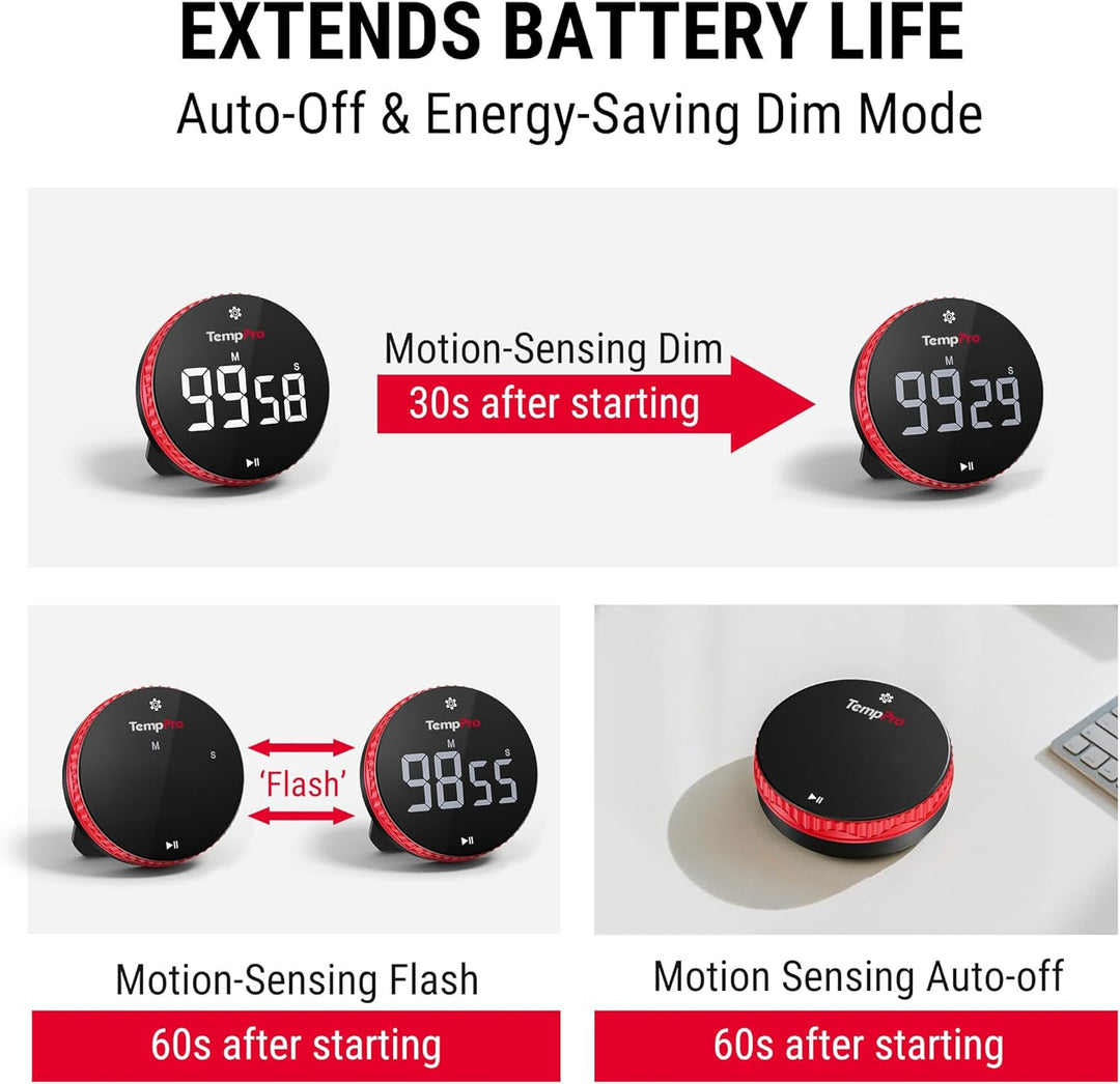 ThermoPro TM04 Digital Kitchen Timer with 99 Hour Range Large LED Display Strong Magnetic Stand