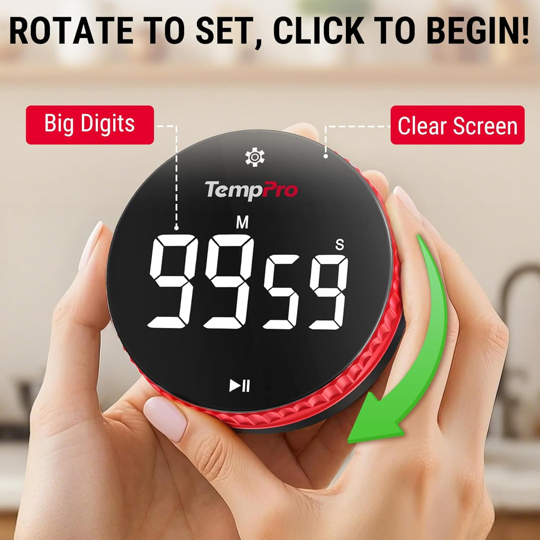 ThermoPro TM04 Digital Kitchen Timer with 99 Hour Range Large LED Display Strong Magnetic Stand