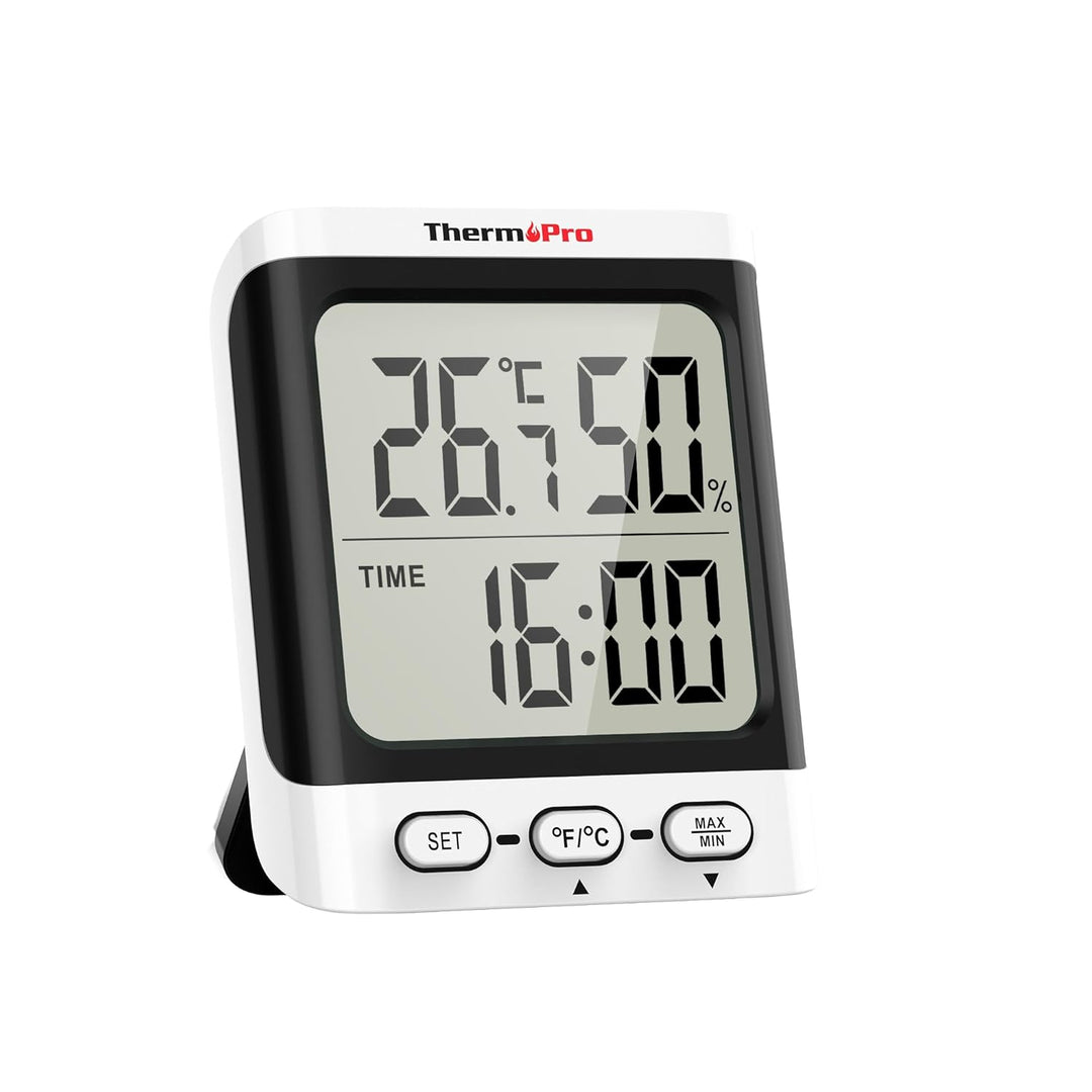 TP152 Digital Temperature and Humidity Monitor Digital Hygrometer with Temperature, Humidity and Clock LCD Display