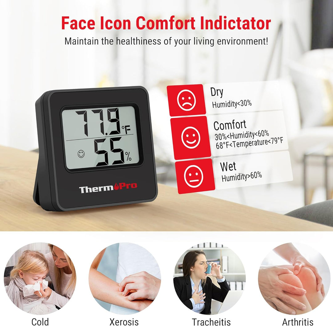 TP157 Digital Hygrometer Thermometer with LCD Display & Comfort Indicator for Home, Office & Greenhouse