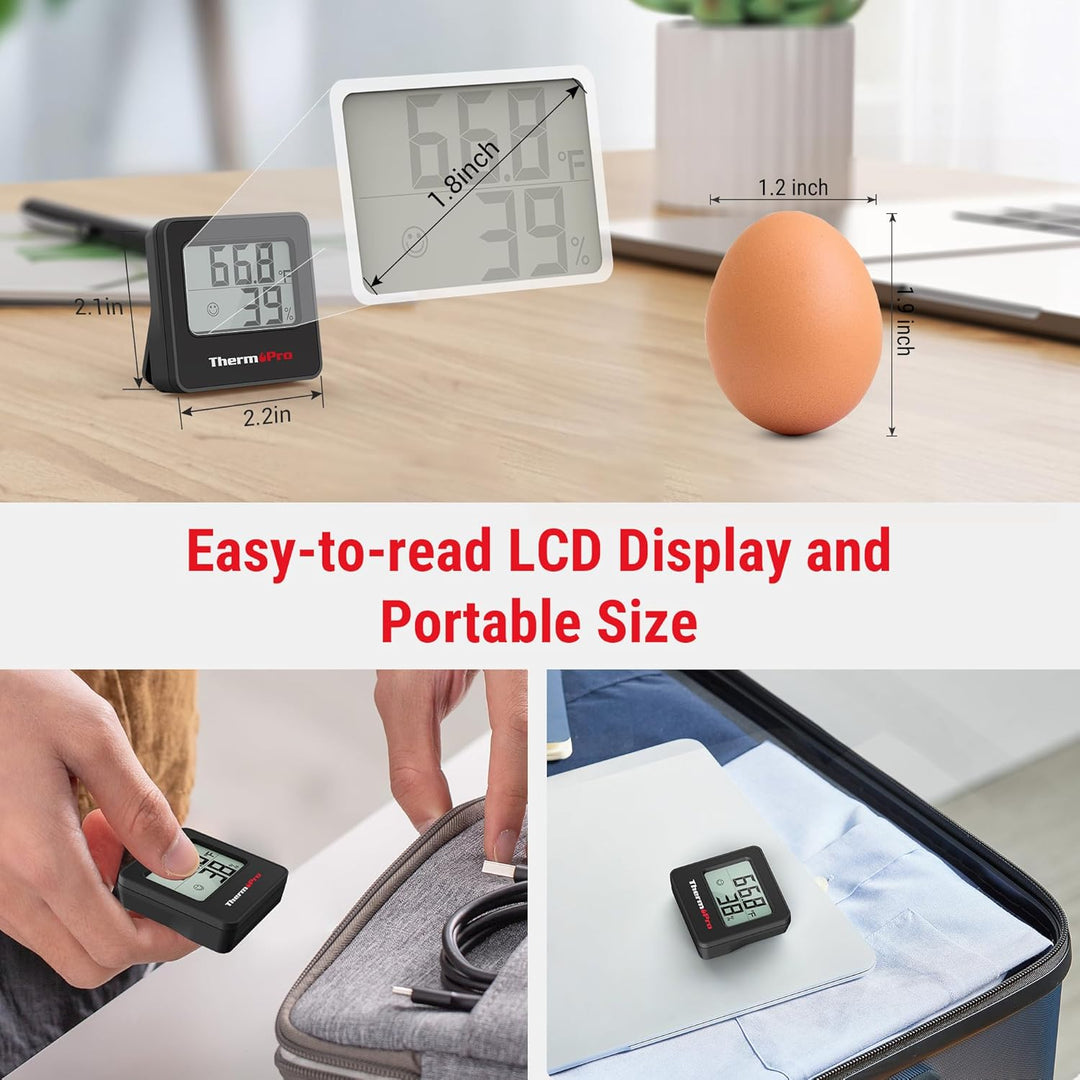 TP157 Digital Hygrometer Thermometer with LCD Display & Comfort Indicator for Home, Office & Greenhouse