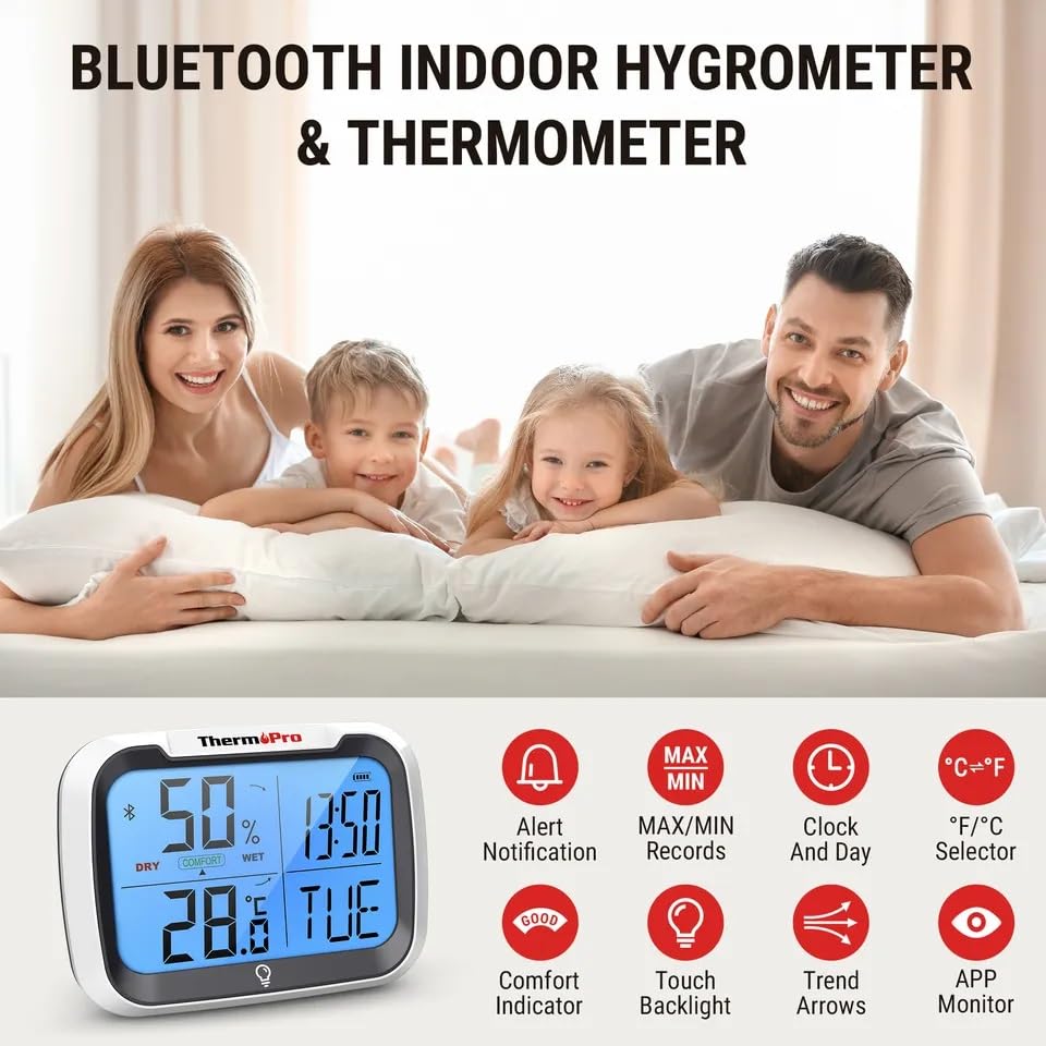 TP393B Digital Thermo-Hygrometer With Bluetooth Connectivity For Mobile App