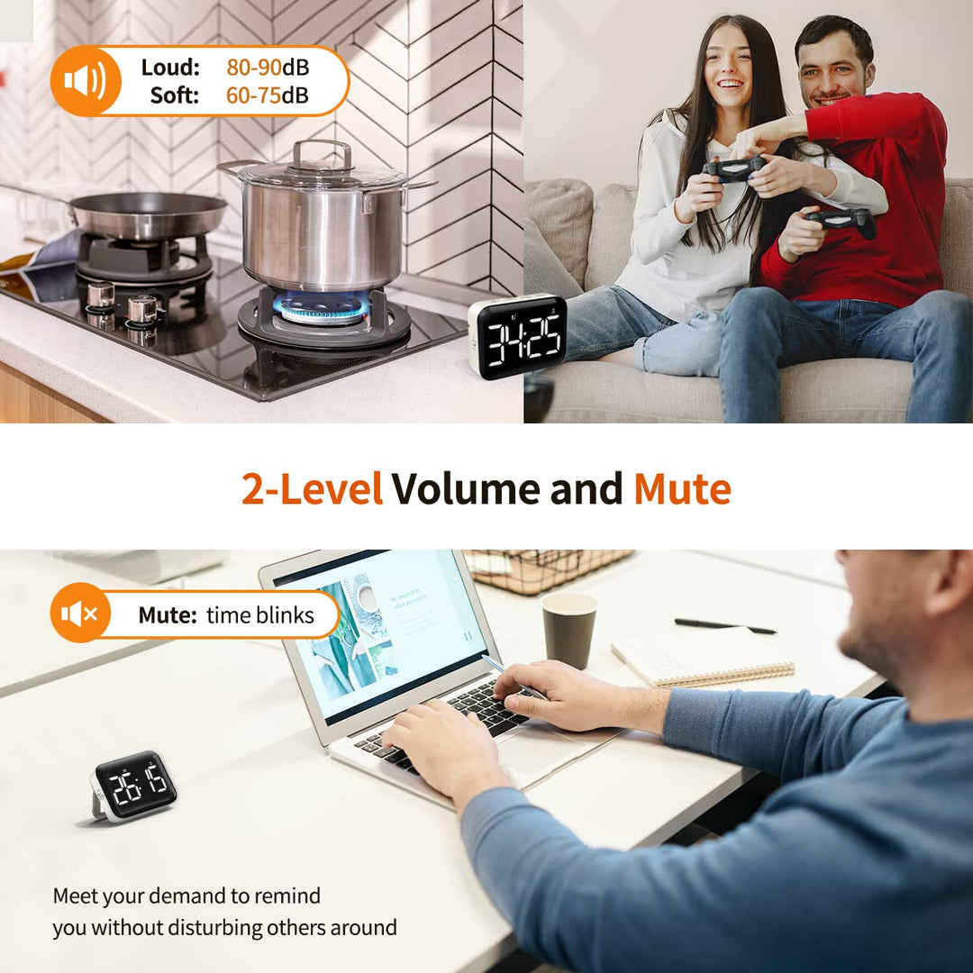 LABART Magnetic Kitchen Timer with Count Up Countdown 2 Brightness and Volume Levels