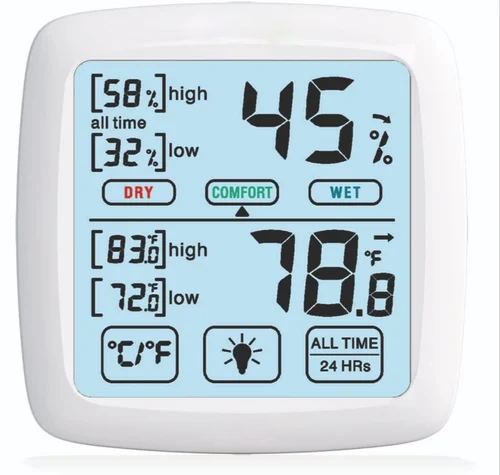 Digital Touch Screen Thermohygrometer indoor Outdoor hygrometer with temperature, humidity, backlight, magnet