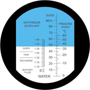 Car Antifreeze System Ethylene glycol 0-100% Freezing point -60~0°C Battery Acid 1.10-1.40 kg/l Cleaning fluid Refractometer with ATC LGL-415