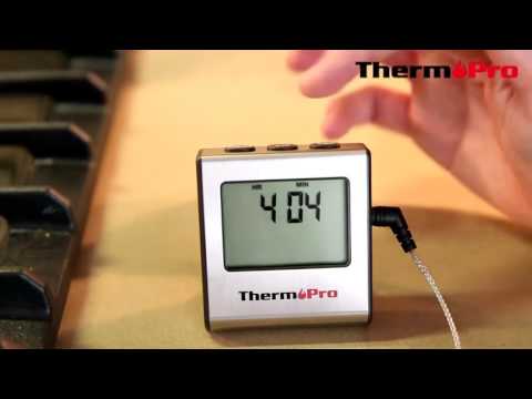 TP16 Digital Cooking Thermometer with large LCD, Stainless Steel Probe, Timer and Clock