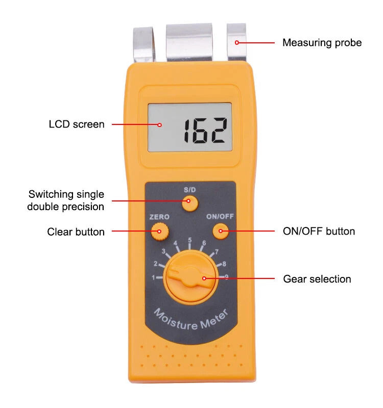 LABART Concrete Moisture Meter Tester Water Measurement Range 0~50% for Concrete Cement Brick Glass DM200C